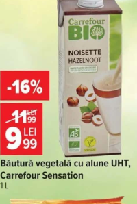 Băutură vegetală cu alune UHT, Carrefour Sensation 1 L