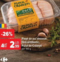 Puiul de Crăiești Piept de pui dezosat fără antibiotic per 100g