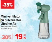 Lifetime Air Mini ventilator cu pulverizator tip alimentare: baterii, 3 viteze, verde