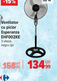 Esperanza Ventilator cu picior EHF002KE 3 viteze, negru /gri 50 W