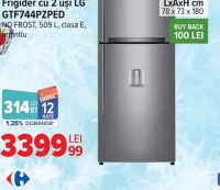 LG Frigider cu 2 uşi GTF744PZPED NO FROST, 509 L, clasa E, argintiu