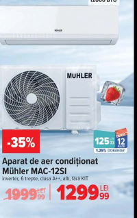 Mühler Aparat de aer condiționat Mühler MAC-12SI inverter, 6 trepte, clasa A++, alb, fără KIT, 12000
