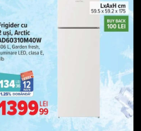 Arctic Frigider cu 2 uşi AD60310M40W 306 L, Garden fresh, Iluminare LED, clasa E, alb