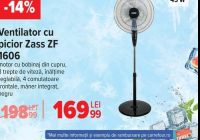 Zass Ventilator cu picior ZF 1606 motor cu bobinaj din cupru, 3 trepte de viteză, înălțime reglabilă