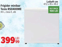 Tesla Frigider minibar RS0400ME 43 L, clasa E, alb