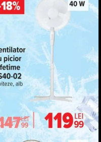 Lifetime Ventilator cu picior FS40-02 3 viteze, alb 40 W