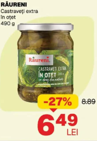 RÂURENI Castraveți extra în oțet 490 g