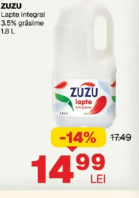 ZUZU Lapte integral 3.5% grăsime 1.8 L