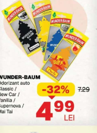 Wunder-Baum Odorizant auto Classic / New Car / Vanilla / Supernova / Mai Tai