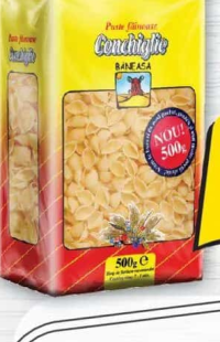 BĂNEASA PASTE CONCHIGLIE/PENNE RIGATE/FUSILLI/CORNETTI RIGATI, 500G