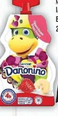 DANONINO IAURT DE BĂUT CU CĂPȘUNI ȘI BANANE/CU AROMĂ DE VANILIE, 2.1% GRĂSIME, 70G