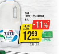 Zuzu Lapte, 1.5% grăsime, 1.8L