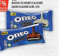 Oreo Biscuiți cu cremă și glazură cacao/glazură albă 41g