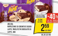 Joe XXL Napolitane cu cremă de cacao/lapte învelite în ciocolată cu lapte 46g