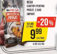 MEGA CARTOFI PENTRU PRĂJIT, 2.5KG