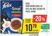FELIX SUPĂ PENTRU PISICI, CU VITĂ, PUI, MIEL/CU GUST DE PEȘTE, 6X48G