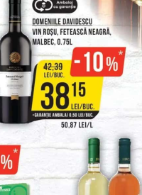 Domeniile Davidescu Vin Roșu, Fetească Neagră, Malbec, 0.75L