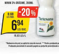 Artesana Sana din lapte de vacă, minim 3% grăsime, 350ml