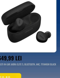 Jabra CASTI IN-EAR ELITE 5, BLUETOOTH, ANC, TITANIUM BLACK