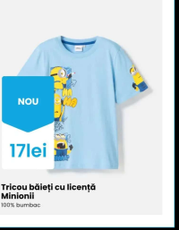 Tricou băieți cu licență Minionii 100% bumbac
