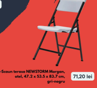 Scaun terasa NEWSTORM Morgan, otel, 47.2 x 53.5 x 83.7 cm, gri-negru