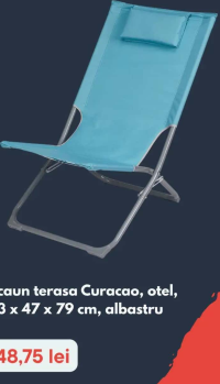 Scaun terasa Curacao, otel, 73 x 47 x 79 cm, albastru