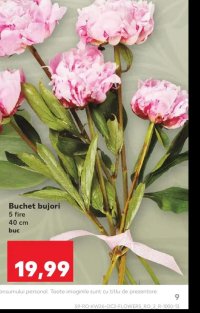 Buchet bujori 5 fire 40 cm