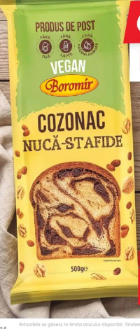 Boromir Cozonac de post nucă, stafide 500g