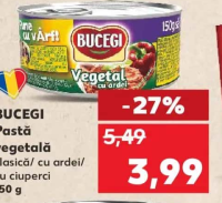 BUCEGI Pastă vegetală clasică/ cu ardei/ cu ciuperci 150 g