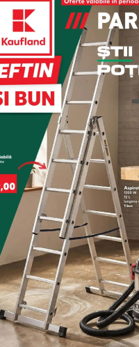 Parkside Scară pliabilă cu 3x7 trepte aluminiu 1 buc