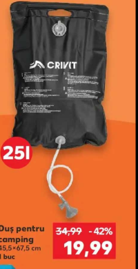 CRIVIT Duș pentru camping 25l 45,5x67,5 cm