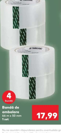Parkside Bandă de ambalare 4 bucăți 66 m x 50 mm