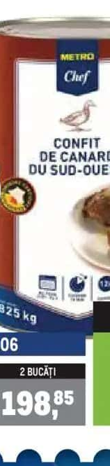 Metro Chef Pulpe de rață confiată 3.825 kg 2 bucăți