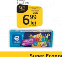 Pungi Zippy cu inchidere E-PACK, 1 L, 15 buc