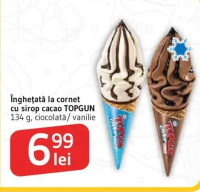 TOPGUN Înghețată la cornet cu sirop cacao 134 g, ciocolată / vanilie