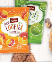 KITBIS BOMBOANE GUMATE ACRIȘOARE, CU AROMĂ DE PIERSICĂ/MĂR, 100G