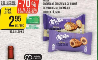 Milka Croissant cu cremă cu aromă de vanilie/cu cremă cu ciocolată, 50g