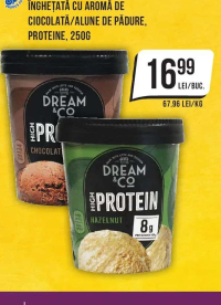 Dream&Co Înghețată cu aromă de ciocolată/alune de pădure, proteine, 250g