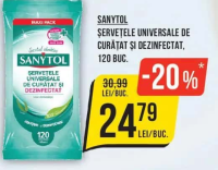 Sanytol Șervețele Universale de Curățat și Dezinfectat, 120 buc.
