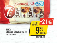 7DAYS Croissant cu umplutură cu cacao, 3x80g