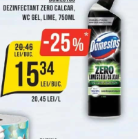 Domestos Dezinfectant Zero Calcar, WC Gel, Lime, 750ml