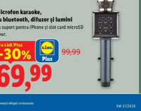 Microfon karaoke, cu bluetooth, difuzor și lumini