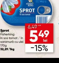 Fisher King Șprot în sos tomat / în saramură cu ulei 170g