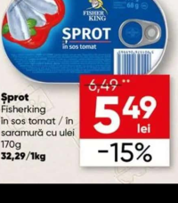 Fisherking Șprot în sos tomat / în saramură cu ulei 170g