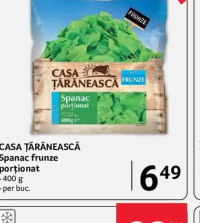 CASA ȚĂRĂNEASCĂ Spanac frunze porționat 400g