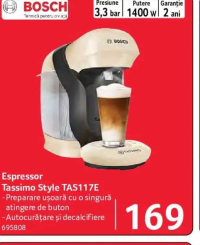 BOSCH Espressor Tassimo Style TAS117E 1400W