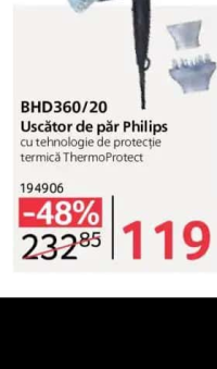 Philips BHD360/20 Uscător de păr cu tehnologie de protecție termică ThermoProtect