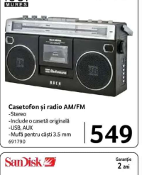 ELECTRO MURES Casetofon și radio AM/FM ROCK