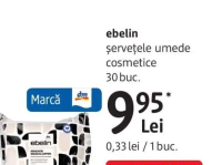 ebelin șervețele umede cosmetice 30 buc.