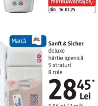 Sanft & Sicher deluxe hârtie igienică 5 straturi 8 role